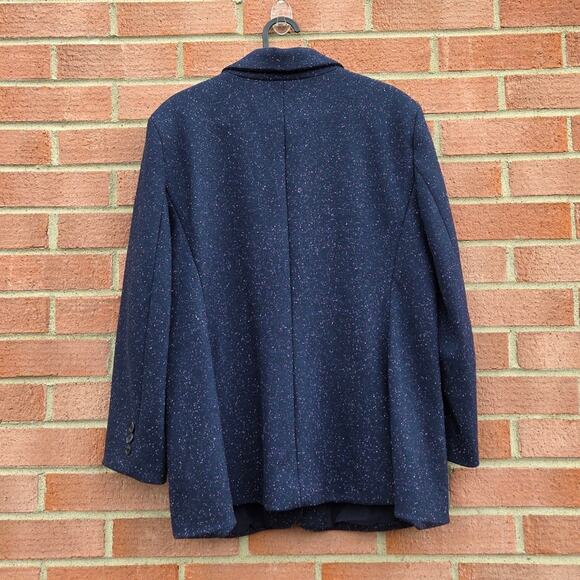 LOFT Single-Button Front Speckled Modern Knit Blazer Jacket Sz 14 Navy - Picture 6 of 6